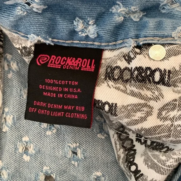 ROCK&ROLL DENIM HIGH RISE HOLEY SHORTS WITH RAW HEM - Picture 6 of 9